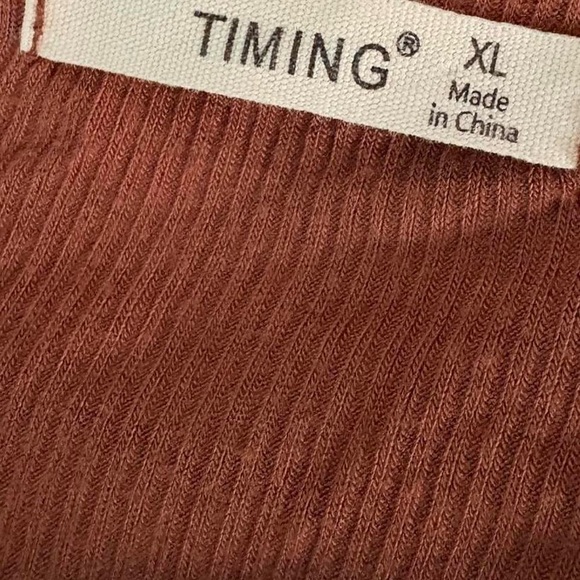 Timing Women's Terracotta Long Sleeve V Neck Ribbed Top Soft Lightweight SizeXL - Picture 6 of 6